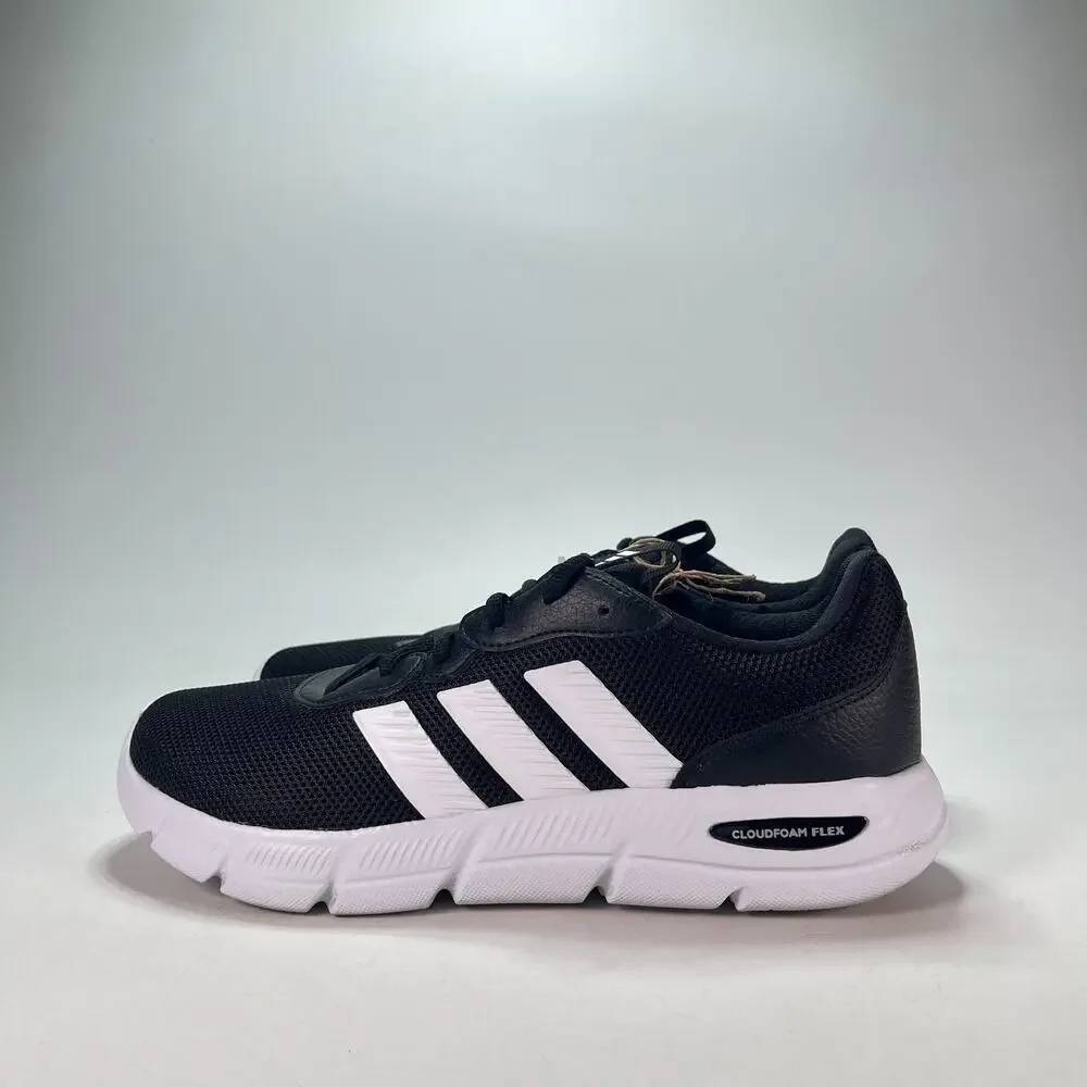 adidas Cloudfoam Flex Laces Core Black White Walking Shoes HQ4854 Men's Size 10